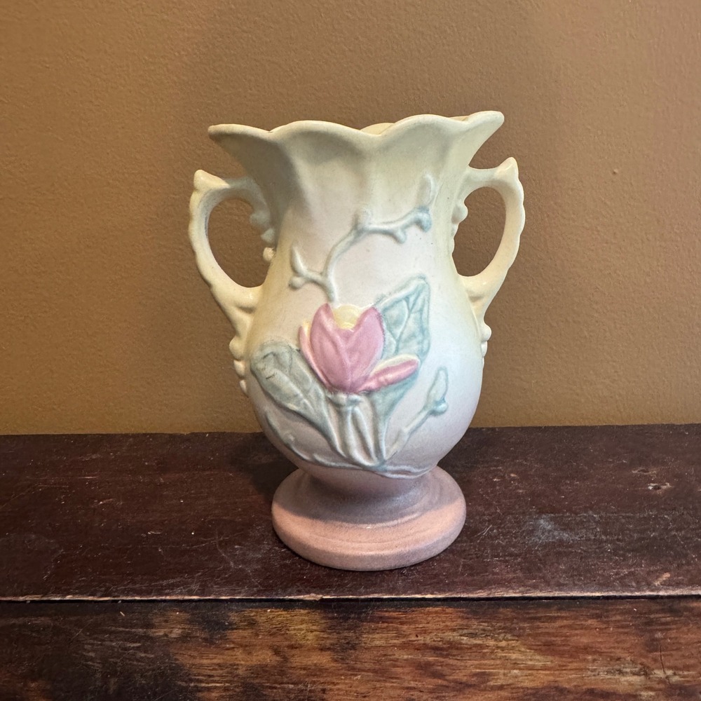 Hull Art Pottery Vase Yellow Magnolia 11 6 1/2 USA Vintage Floral Decor